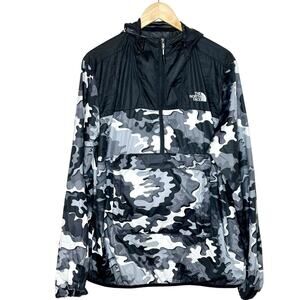 The North Face Novelty Fanorak Packable Jacket Black Psychedelic Camo Mens L
